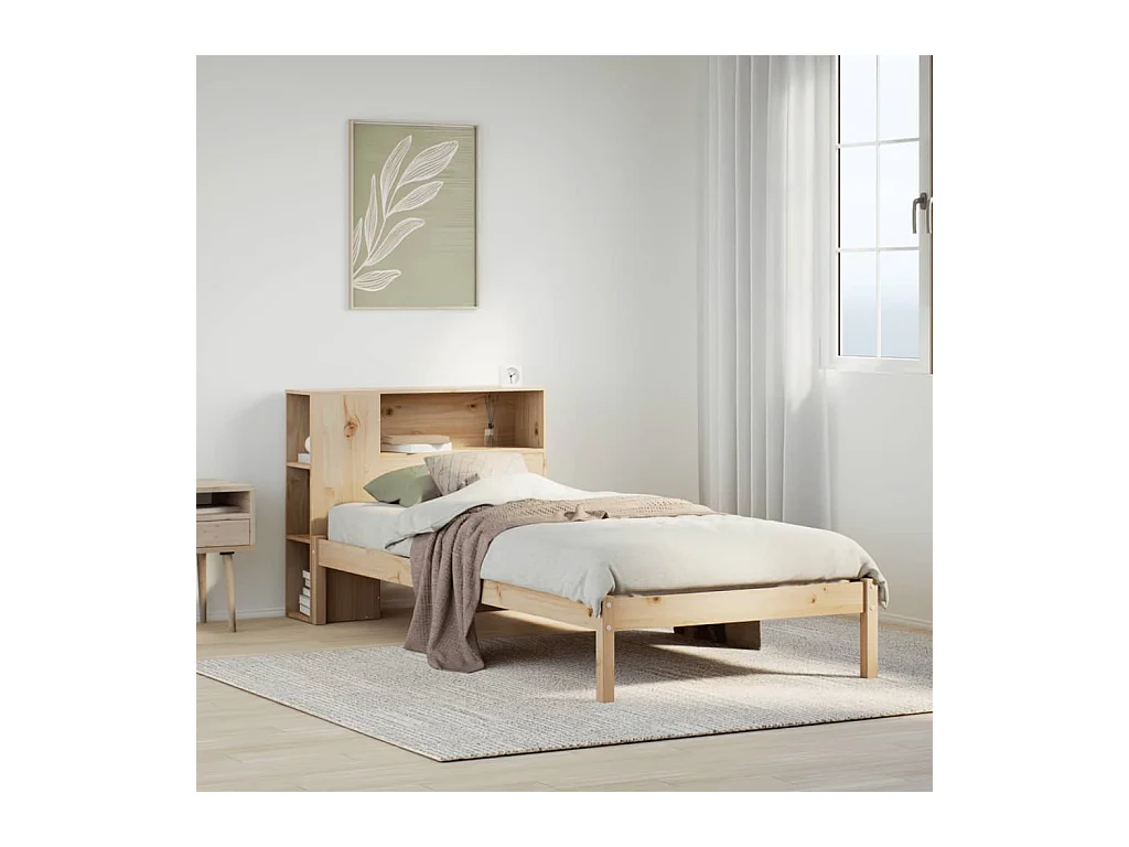Lit bibliothèque sans matelas 90x190 cm bois de pin massif