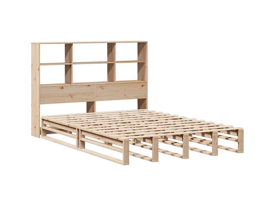 Bed met boekenkast zonder matras massief hout 140x200 cm