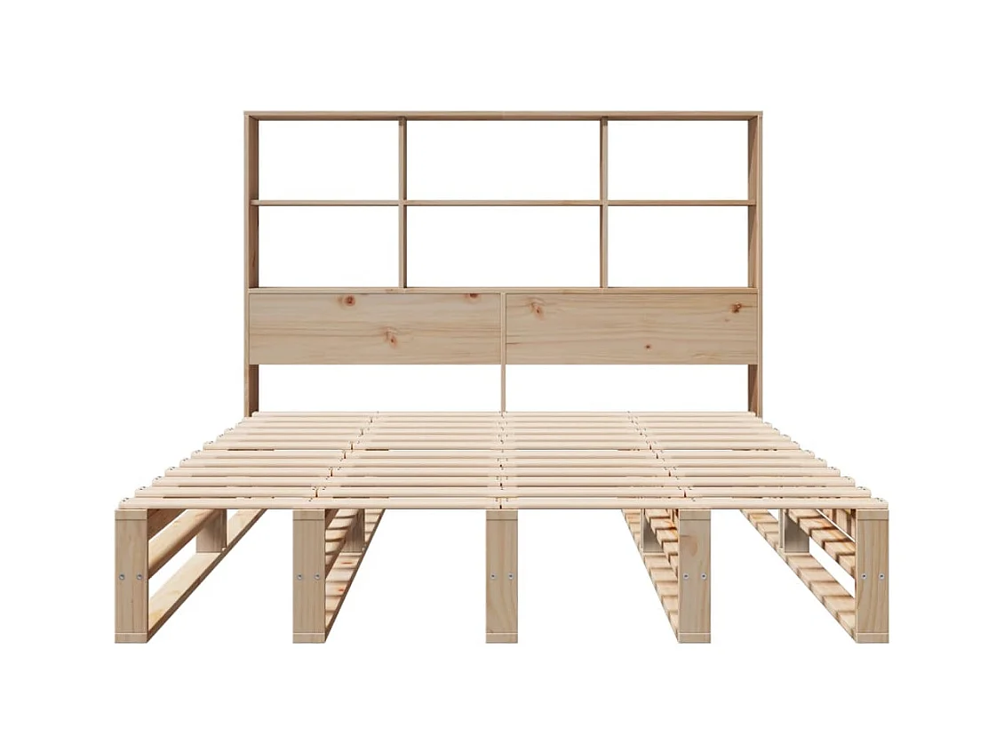 Bed met boekenkast zonder matras massief hout 140x200 cm