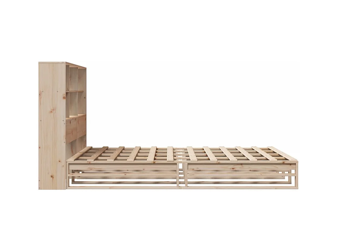 Bed met boekenkast zonder matras massief hout 140x200 cm