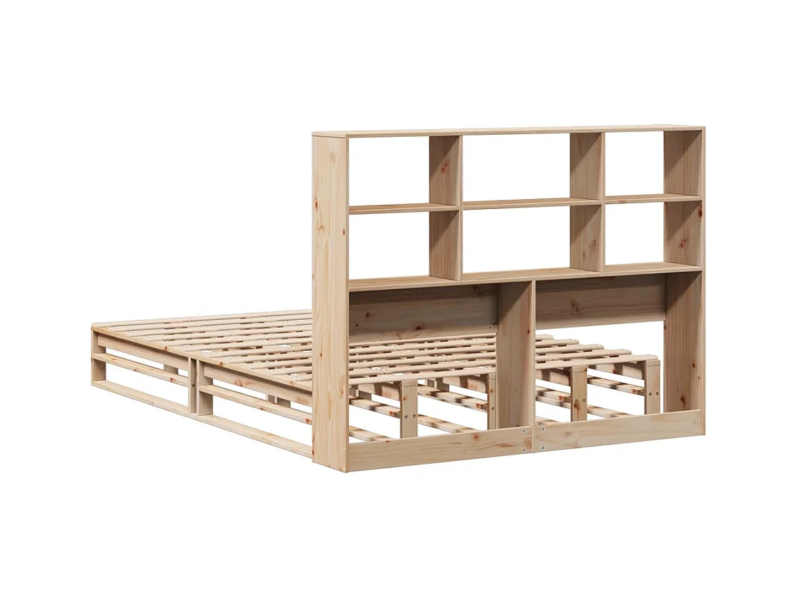 Bed met boekenkast zonder matras massief hout 140x200 cm
