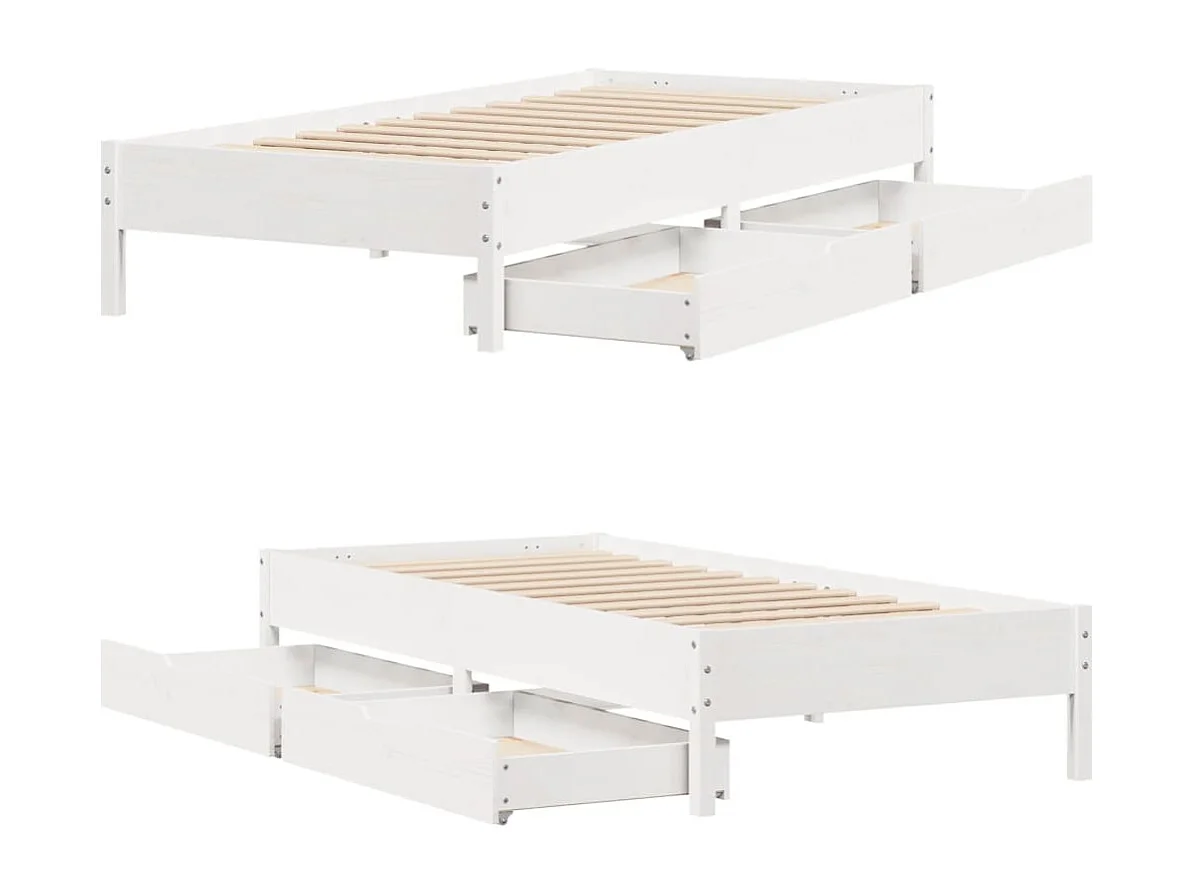 Giroletto senza Materasso Bianco 100x200 cm Legno Massello Pino