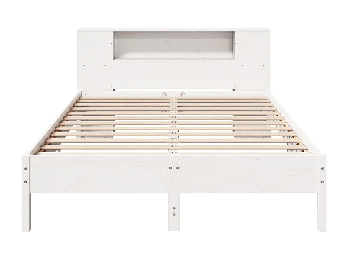Lit bibliothèque sans matelas blanc 150x200 cm bois pin massif