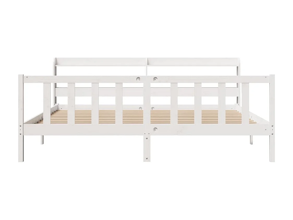 Cadre de lit sans matelas blanc 200x200 cm bois massif de pin