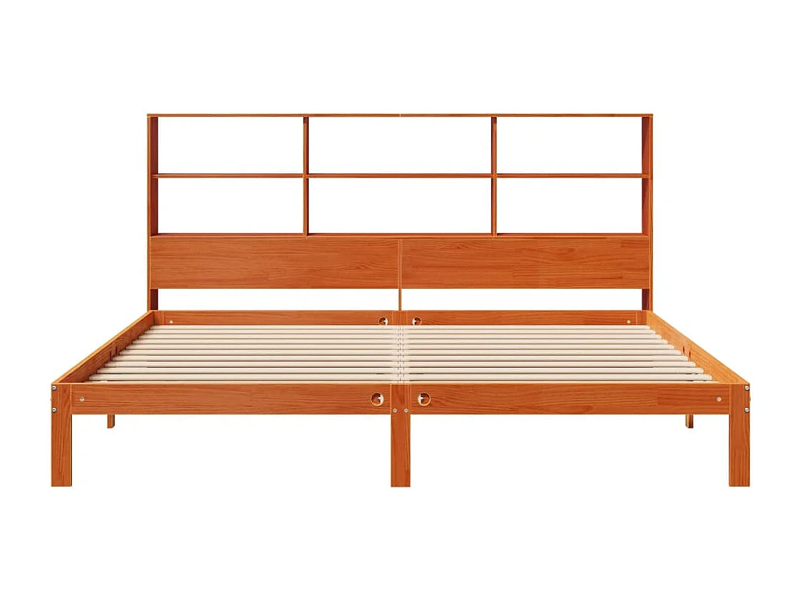 Bed met boekenkast zonder matras grenenhout wasbruin 180x200 cm