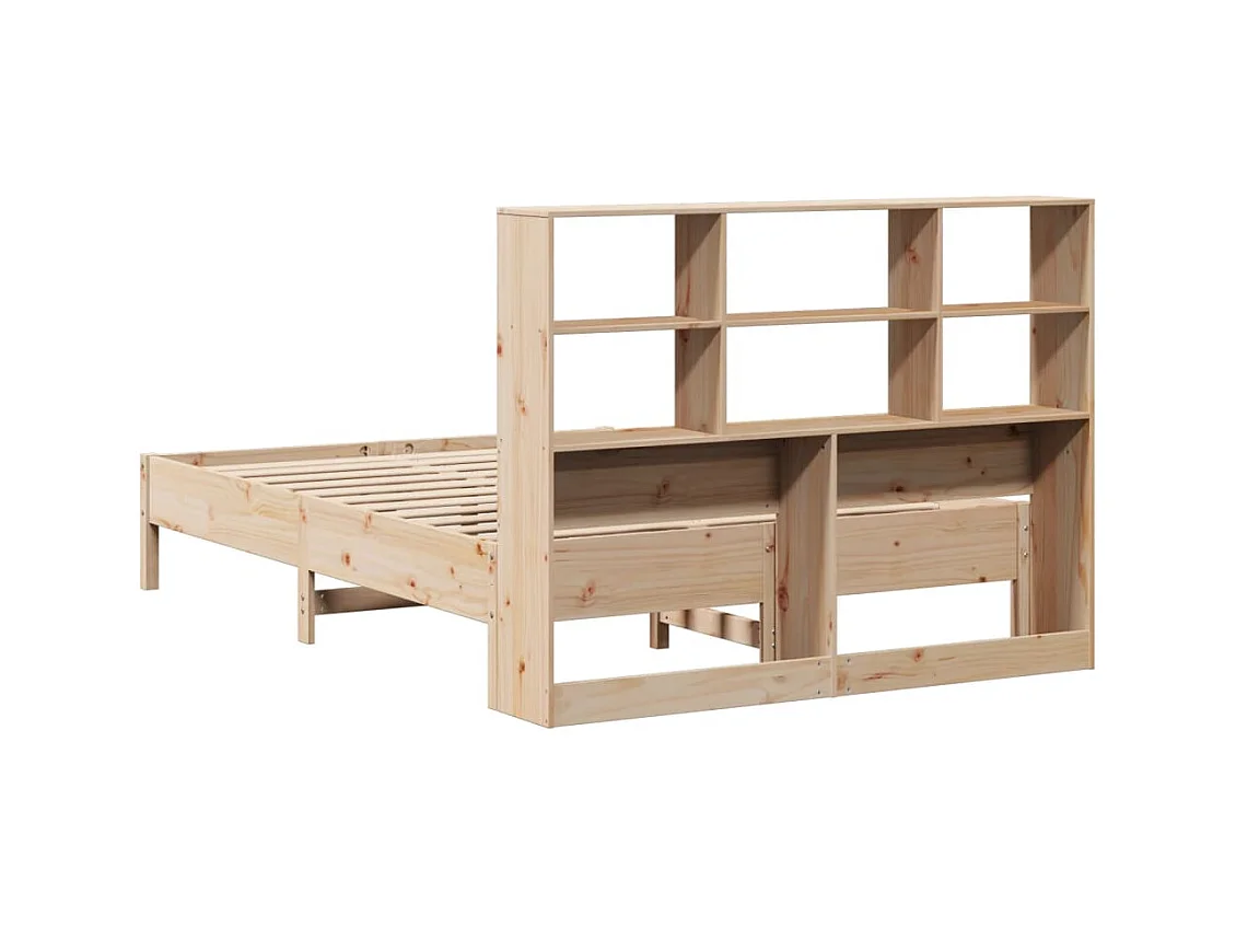 Lit bibliothèque sans matelas 140x190 cm bois de pin massif