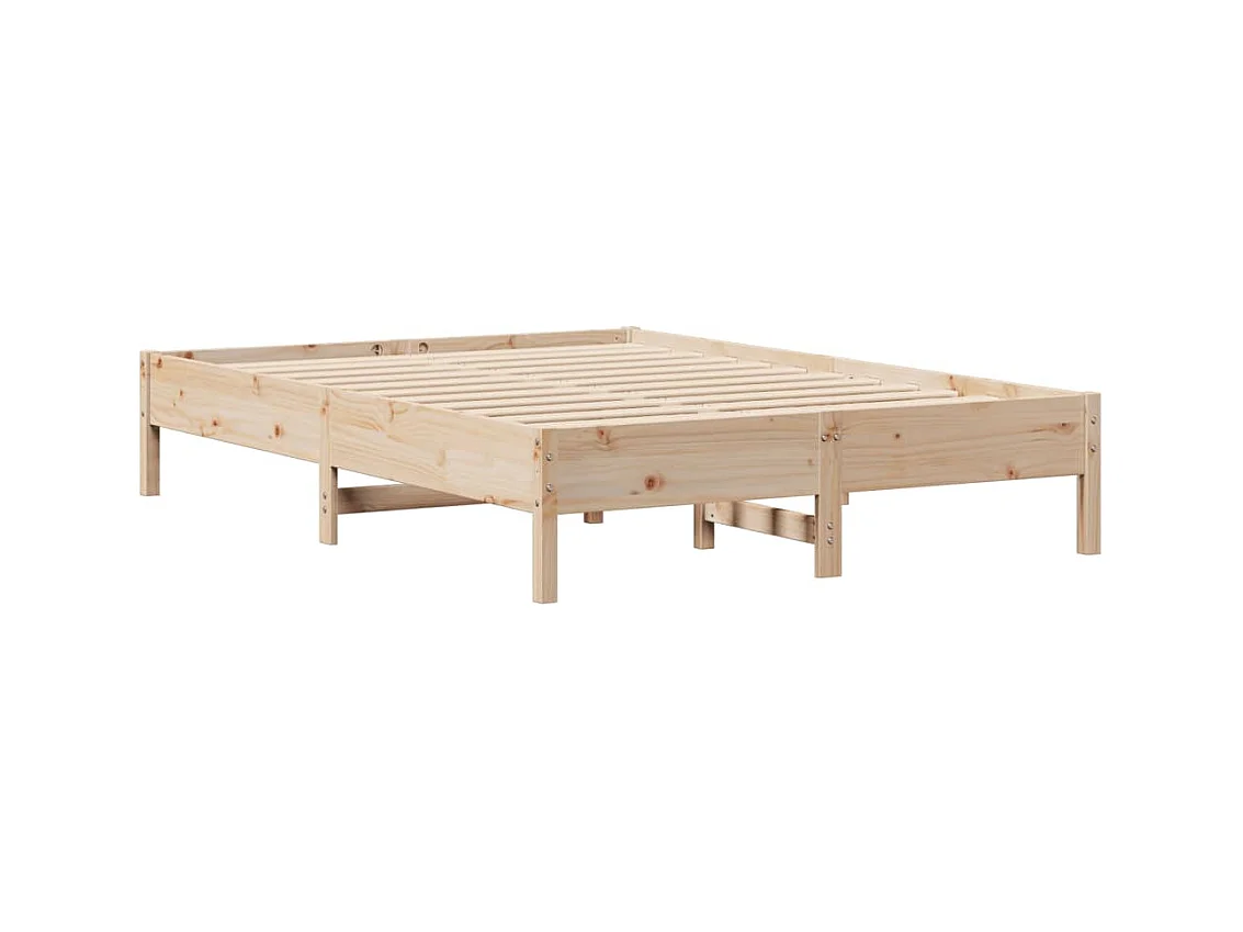 Lit bibliothèque sans matelas 140x190 cm bois de pin massif