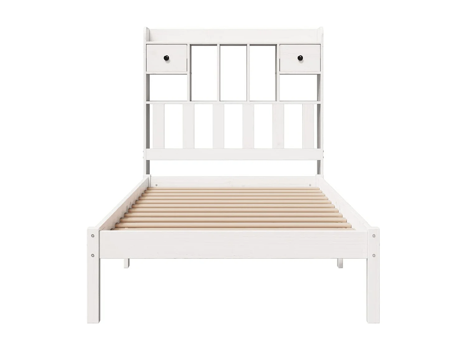 Letto Libreria senza Materasso Bianco 90x190 cm Massello Pino