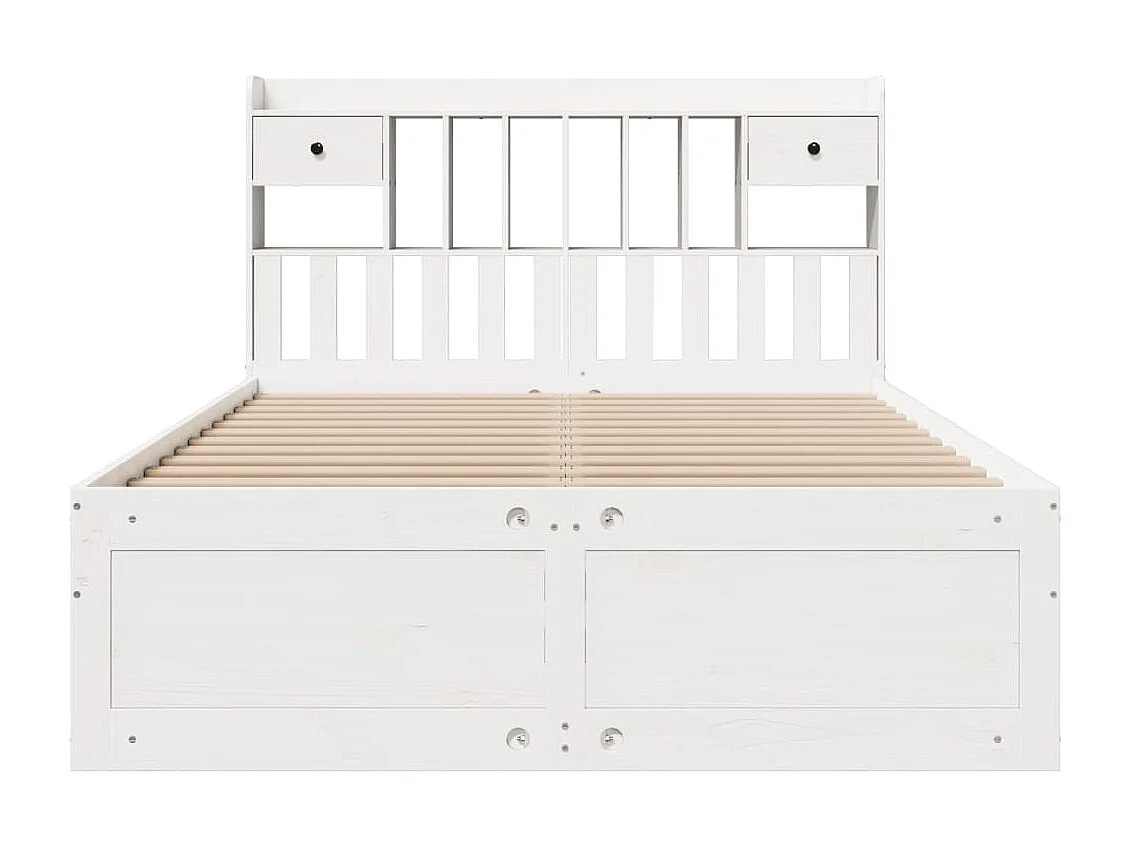 Lit bibliothèque sans matelas blanc 140x190 cm bois pin massif