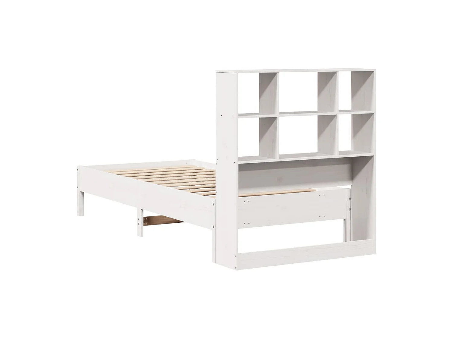 Letto Libreria senza Materasso Bianco 90x190 cm Massello Pino