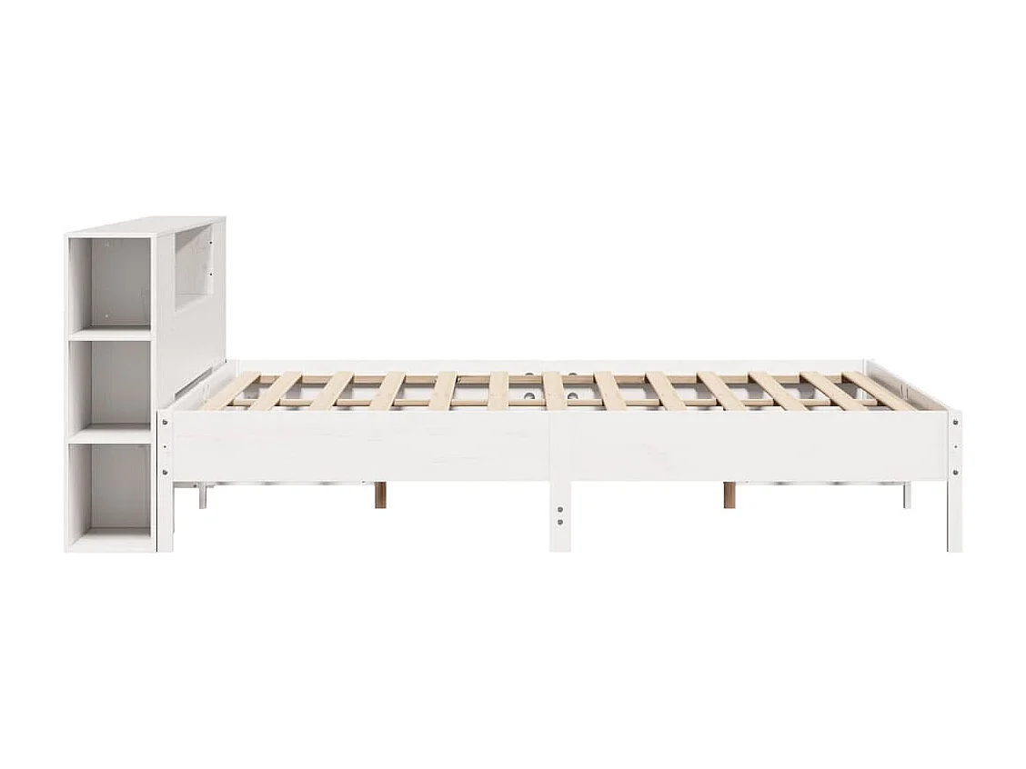 Lit bibliothèque sans matelas blanc 200x200 cm bois pin massif