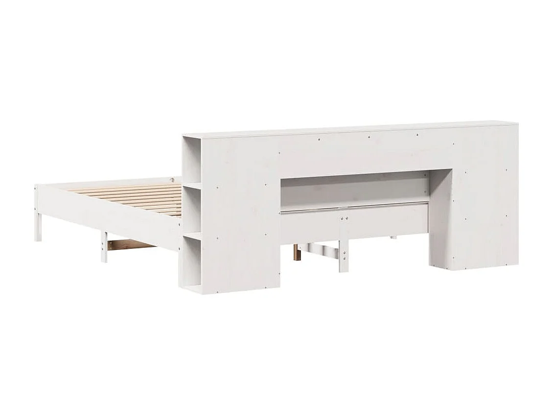 Lit bibliothèque sans matelas blanc 200x200 cm bois pin massif
