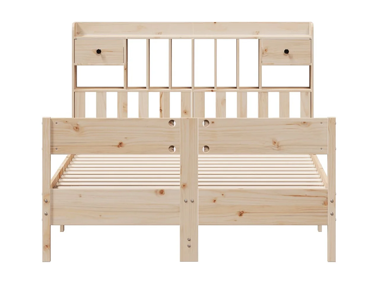 Letto Libreria senza Materasso 135x190 cm in Legno di Pino