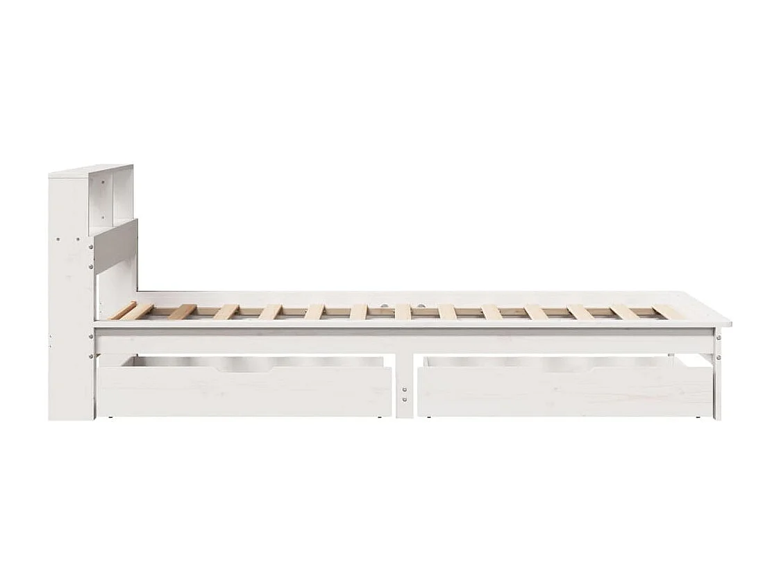 Lit bibliothèque sans matelas blanc 100x200 cm bois pin massif
