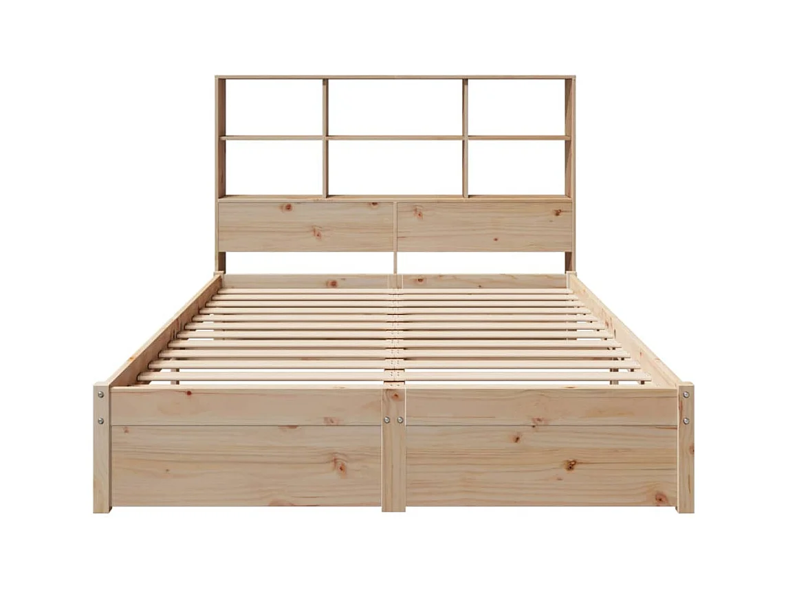Lit bibliothèque sans matelas 160x200 cm bois massif de pin