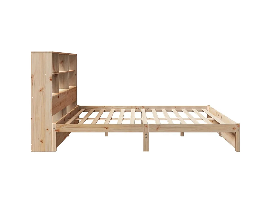 Lit bibliothèque sans matelas 160x200 cm bois massif de pin