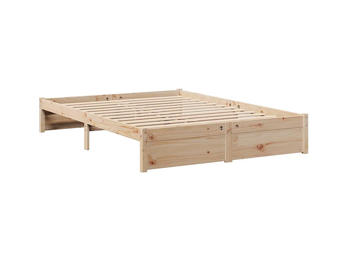 Lit bibliothèque sans matelas 160x200 cm bois massif de pin