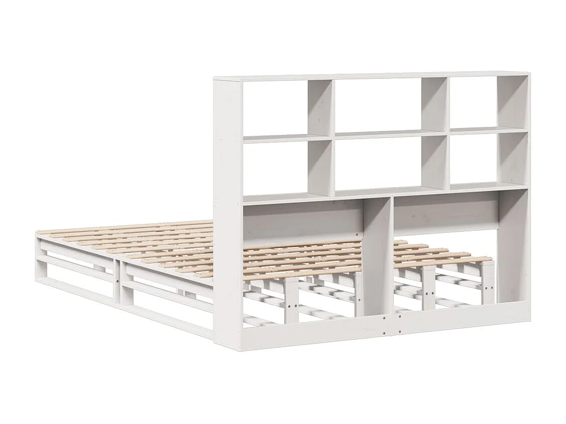 Lit bibliothèque sans matelas blanc 120x200 cm bois massif