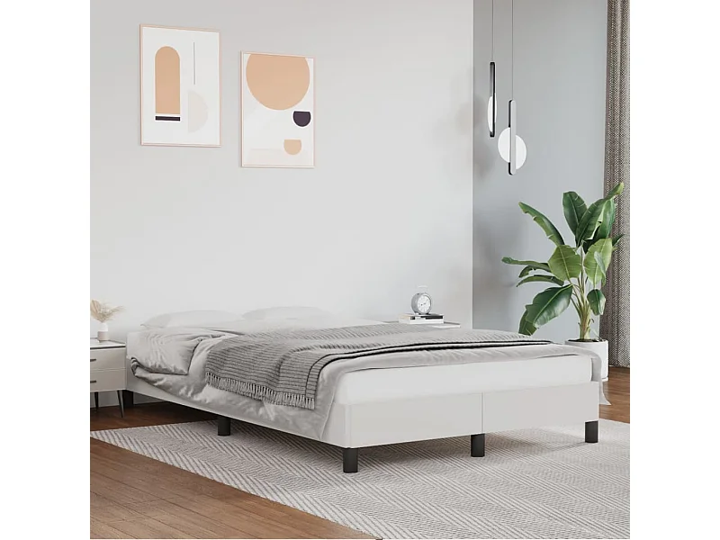Estructura de cama sin colchón cuero sintético blanco 120x190cm