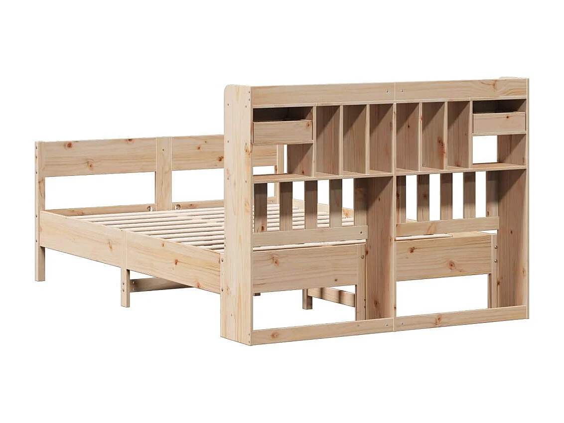 Lit bibliothèque sans matelas 150x200 cm bois massif de pin