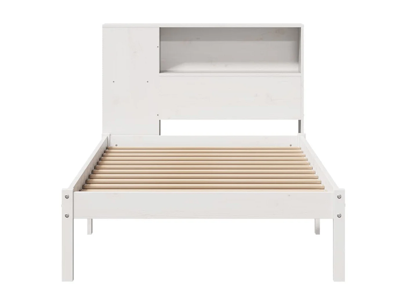 Cama con estantería sin colchón madera maciza blanca 75x190 cm