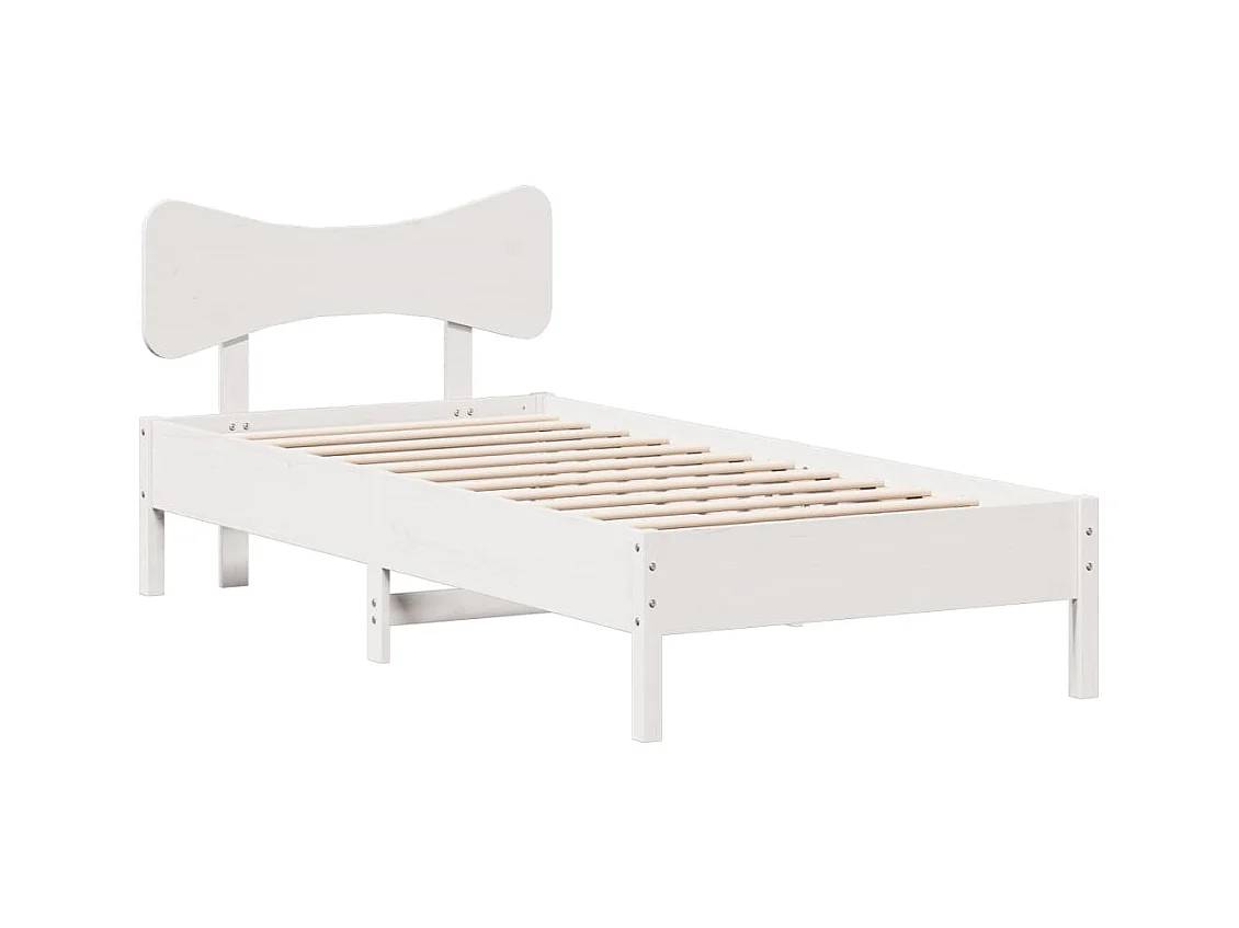 Cadre de lit sans matelas blanc 90x200 cm bois de pin massif
