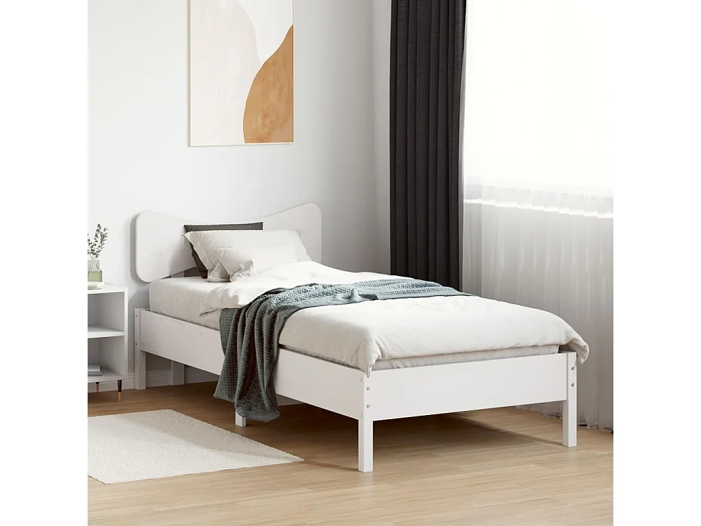 Massivholzbett ohne Matratze Weiß 90x200 cm Kiefernholz