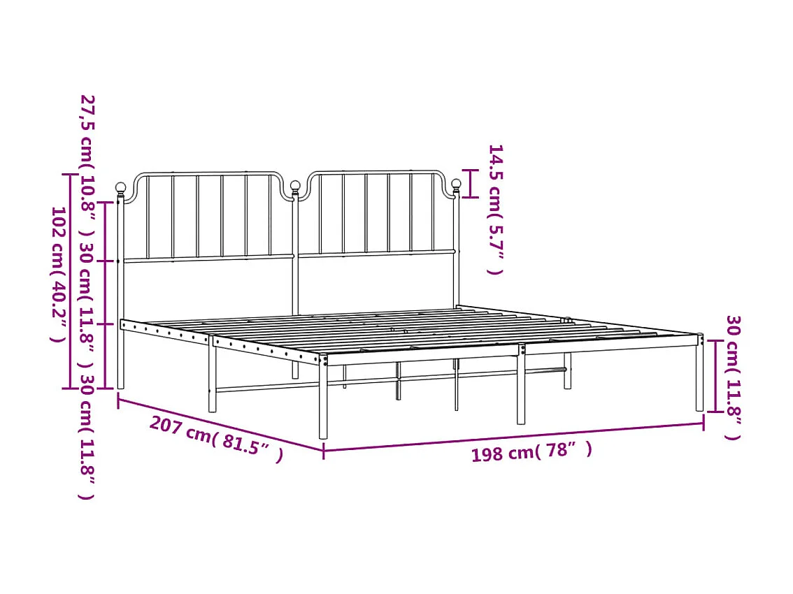 Estrutura de cama com cabeceira 193x203 cm metal branco
