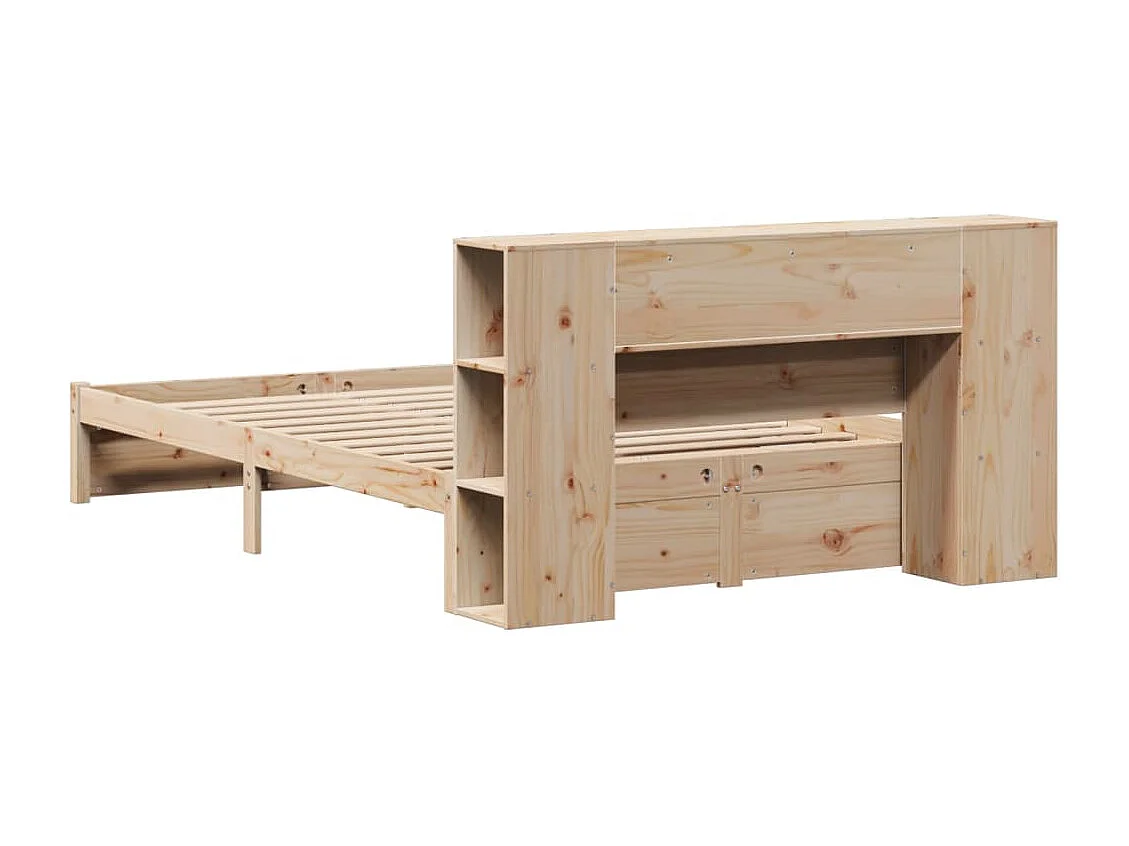 Lit bibliothèque sans matelas 120x200 cm bois de pin massif