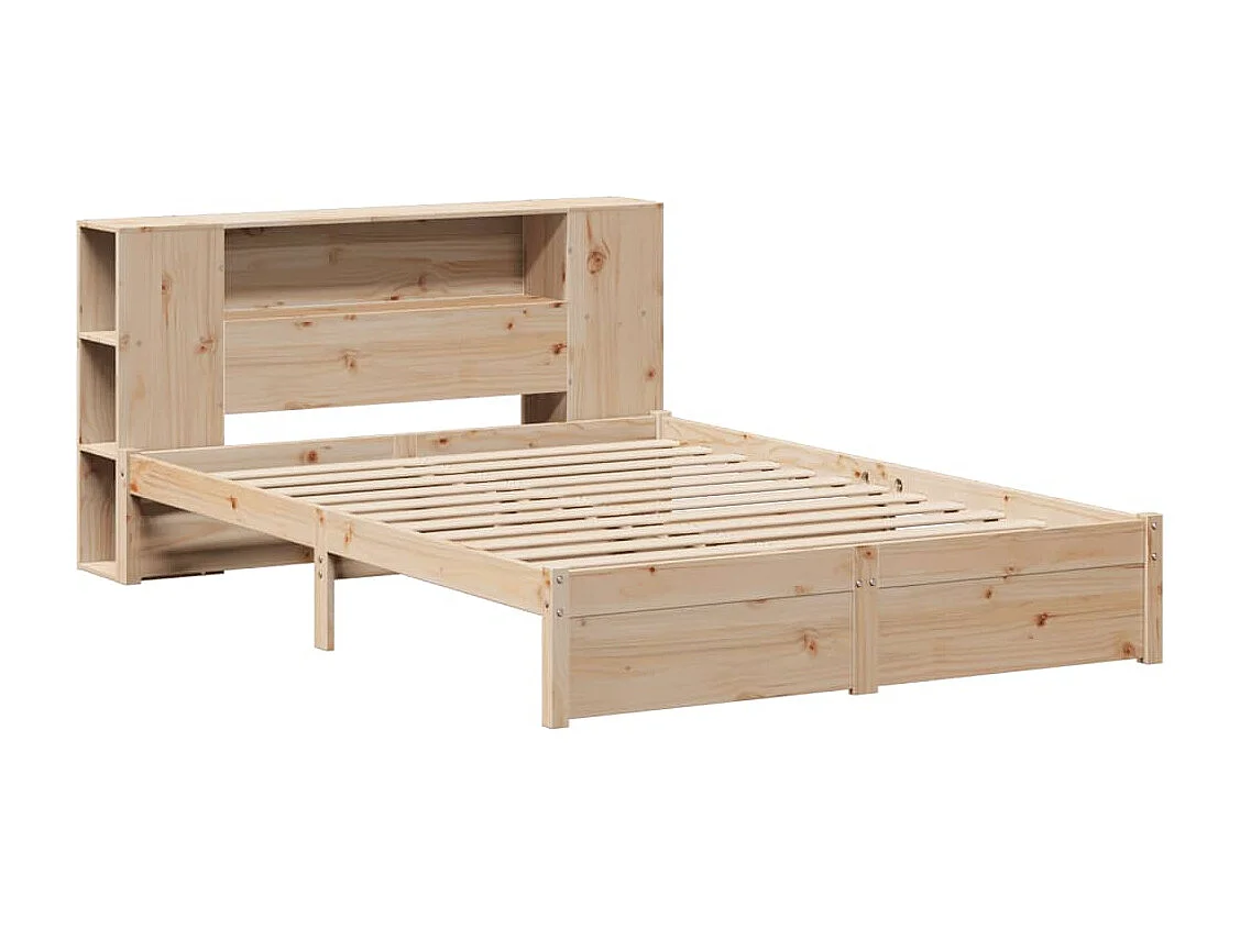 Bed met boekenkast zonder matras massief grenenhout 120x200 cm