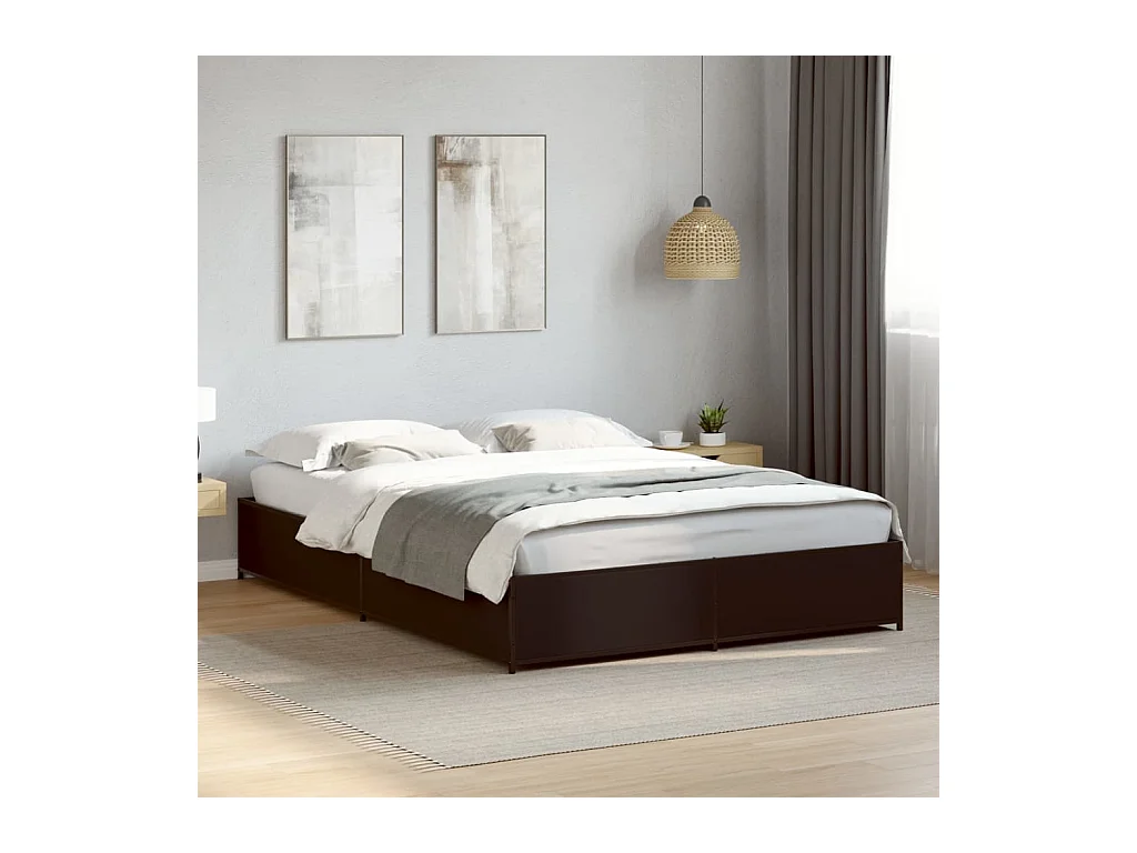 Giroletto Nero 120x200 cm in Legno Multistrato e Metallo