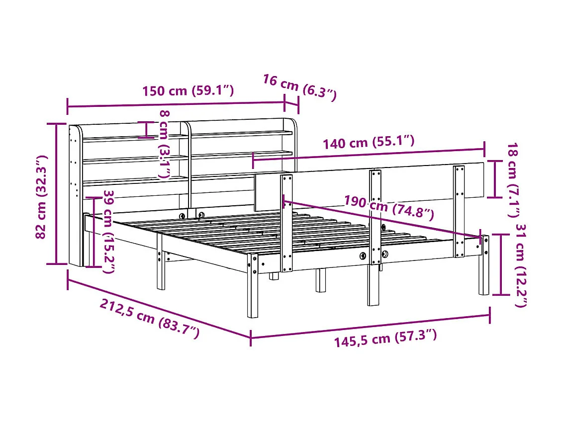 Bettgestell Schwarz 120x200 cm Holzwerkstoff und Metall