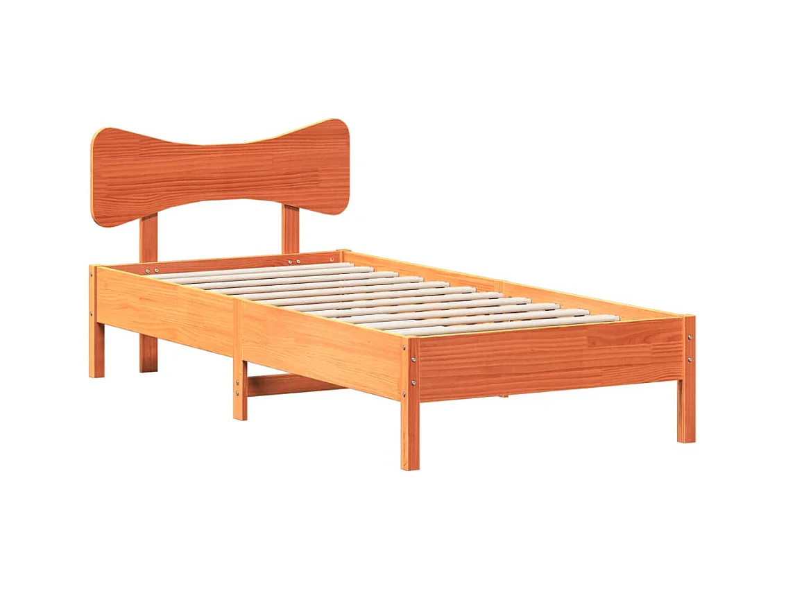 Cadre de lit sans matelas cire marron 100x200cm bois pin massif