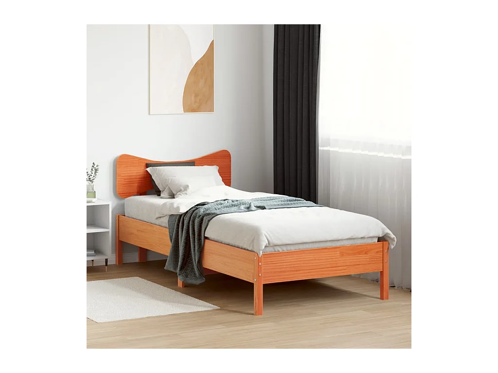 Cadre de lit sans matelas cire marron 100x200cm bois pin massif