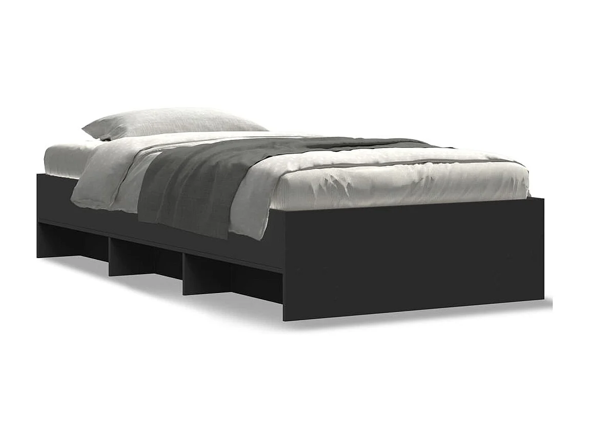 Cadre de lit sans matelas noir 75x190 cm bois ingénierie