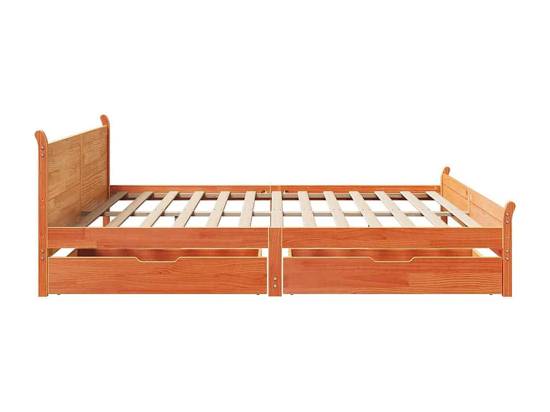 Cadre de lit sans matelas cire marron 180x200cm bois pin massif