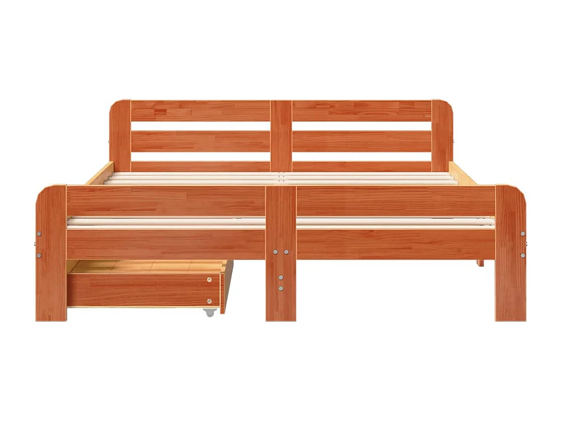 Massivholzbett ohne Matratze Wachsbraun 140x190 cm Kiefernholz