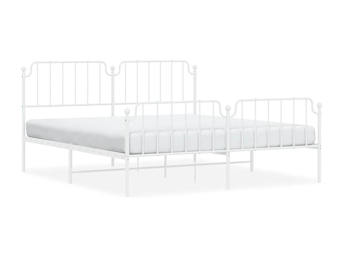 Estrutura de cama com cabeceira e pés 183x213 cm metal branco