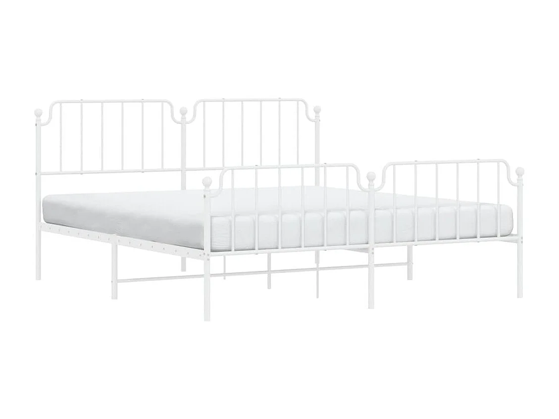 Estrutura de cama com cabeceira e pés 183x213 cm metal branco