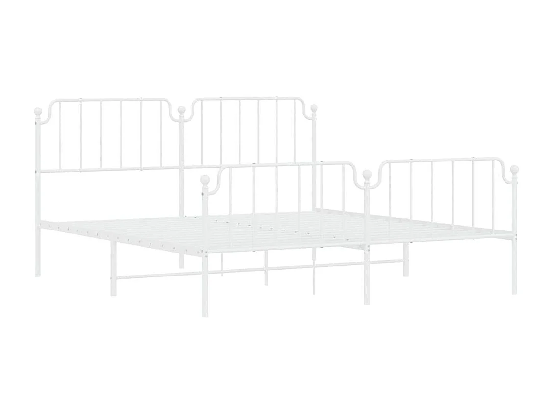 Estrutura de cama com cabeceira e pés 183x213 cm metal branco