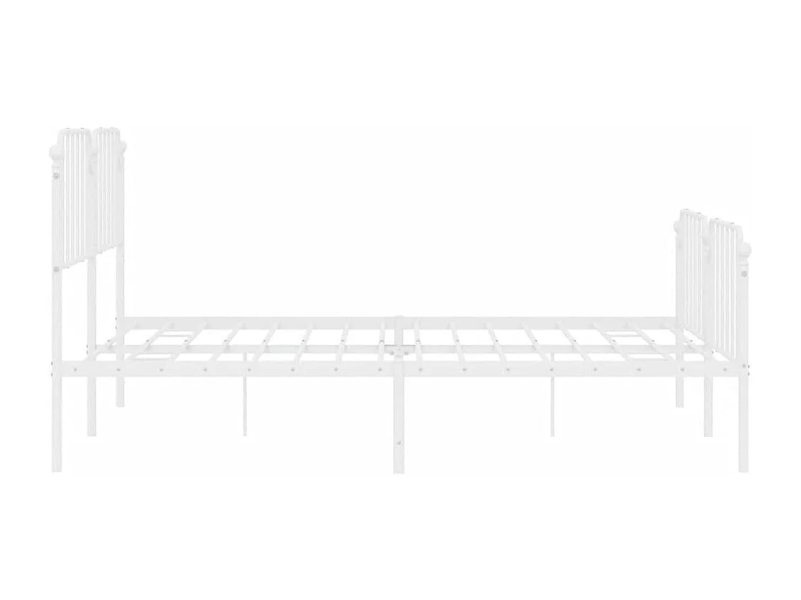 Estrutura de cama com cabeceira e pés 183x213 cm metal branco