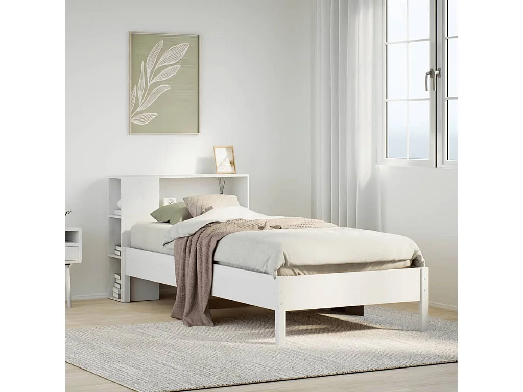 Letto con Libreria senza Materasso 75x190 cm in Legno Pino