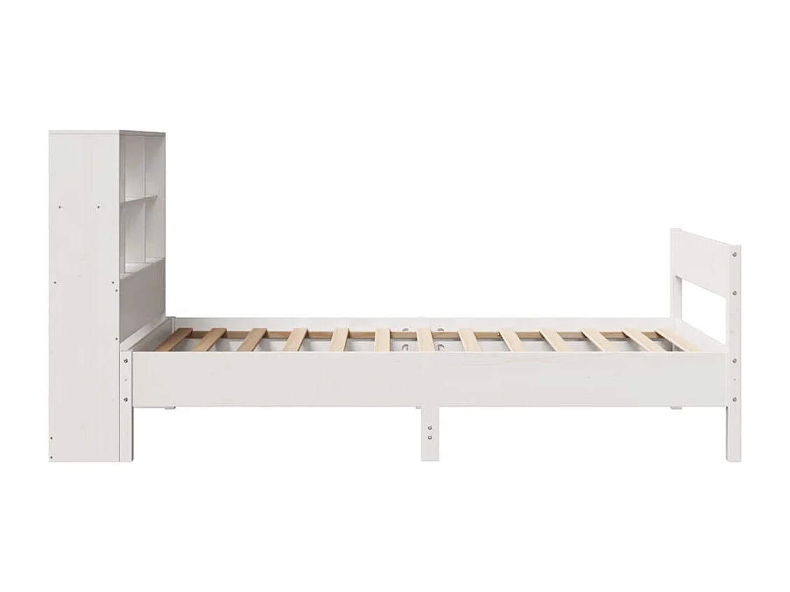 Letto Libreria senza Materasso Bianco 90x190 cm Massello Pino