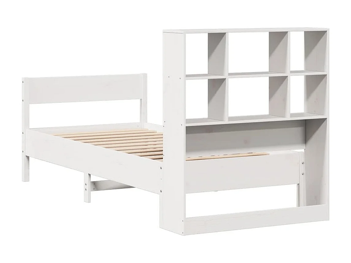 Letto Libreria senza Materasso Bianco 90x190 cm Massello Pino