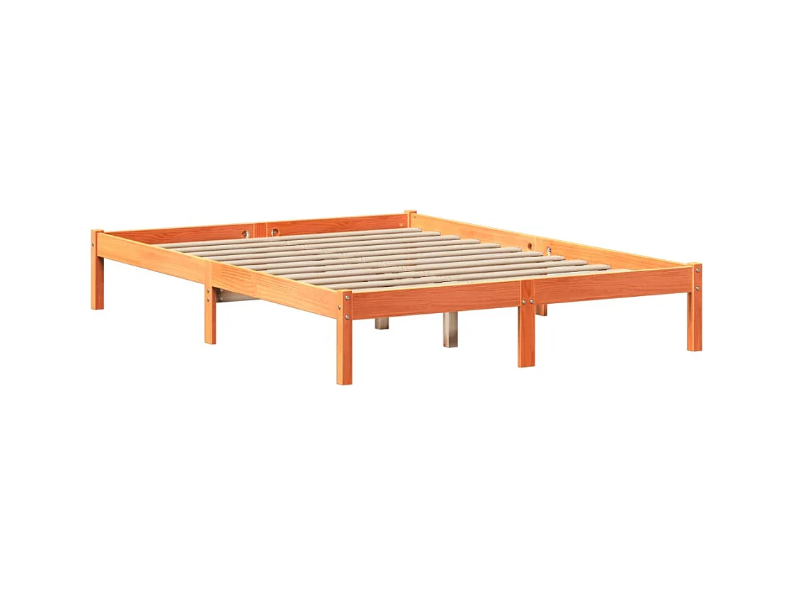 Lit bibliothèque sans matelas cire marron 150x200 cm pin massif