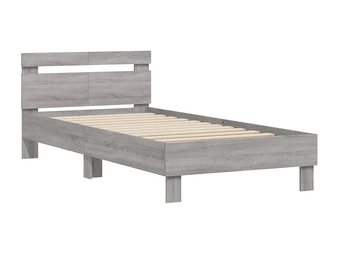 Bedframe met hoofdeinde bewerkt hout grijs sonoma 100x200 cm