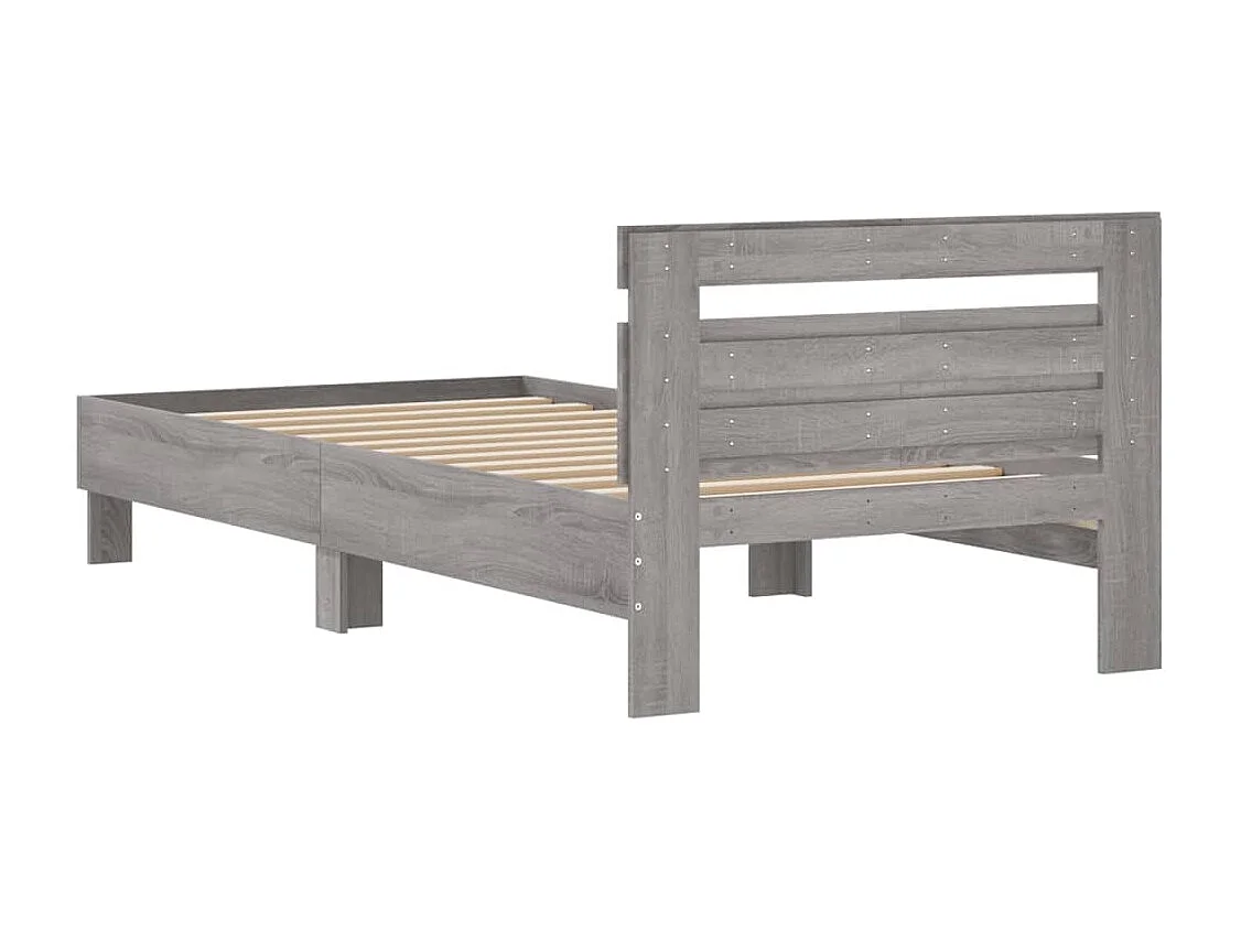Bedframe met hoofdeinde bewerkt hout grijs sonoma 100x200 cm