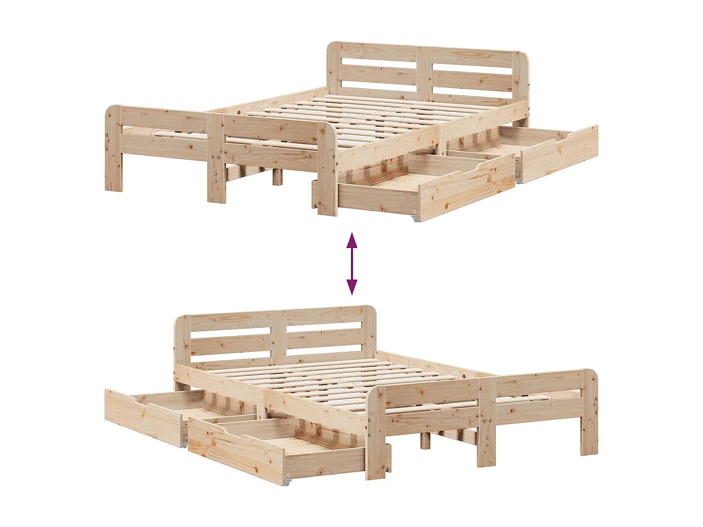 Cadre de lit sans matelas 120x190 cm bois de pin massif