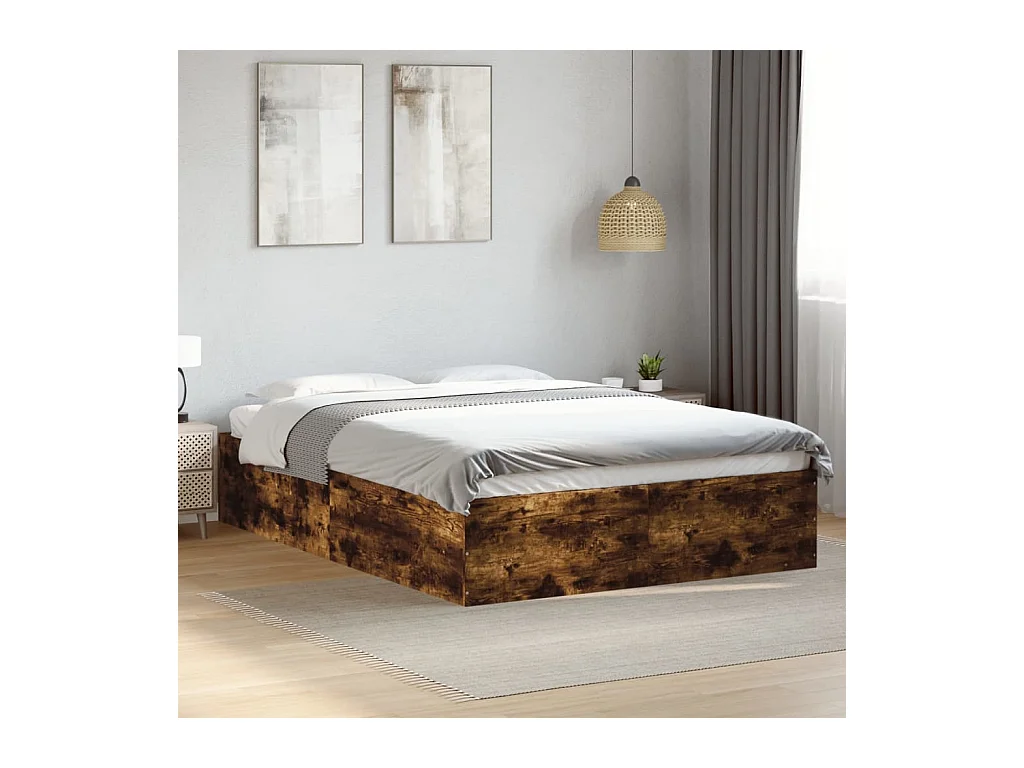 Bedframe bewerkt hout gerookt eikenkleurig 140x200 cm