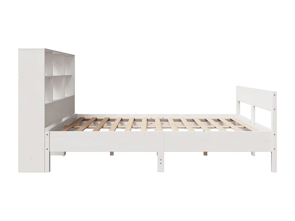 Lit bibliothèque sans matelas blanc 120x200 cm bois pin massif